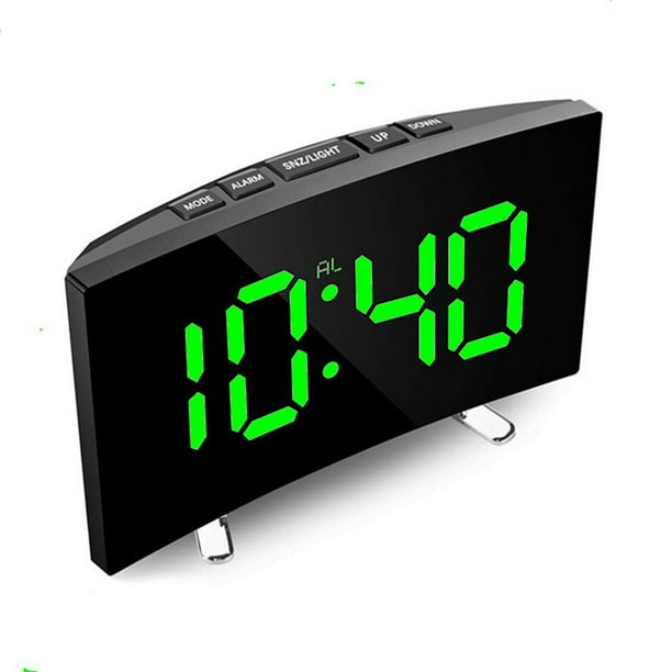 Digital Alarm Clock Led Screen Desk Table Curved Alarm Temperature Snooze Decor